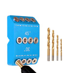 30 45 90 Degree Drill Guide Angle Drill Hole Guide Jig with 4 Sizes Drill Bits for Angled and Straight Hole Sturdy Aluminum Alloy Drilling Jig for Cable Railing Deck Stair Handrail