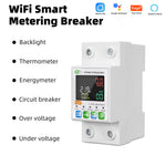 Tuya WiFi Intelligent Circuit Breaker with LCD Display App Control, Four Timing Modes Comprehensive Protection System Durable Flame-Retardant Construction - Home Automation Energy Monitor Smart Device