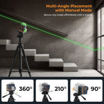 LinkMejor CM-701T 3x360° Laser Level 100ft Green Beam Self-Leveling Remote Control Rechargeable Battery with 1.5m Tripod IP54 Rating