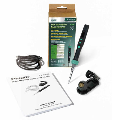 Pro'sKit SI-160 60W Mini USB Digital Soldering Iron Portable Electric Welding Tool With Adjustable Temperature LED Display PD/QC Compatible