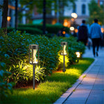 Elfeland 2PCS Solar Pathway Warm Lights Outdoor Waterproof Solar Powered Garden for Walkway Yard Backyard Landscape Lighting Decorative