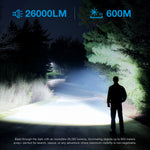 Astrolux® MF09 9* XHP50.2 LED 26000LM 600M High Lumen Flashlight With TEC Active Cooling System + Fan, 46950 Battery, Removable Handle, Ultra-bright Long Range Strong LED Torch Perfect For Outdoor Searching Camping Heavy Duty