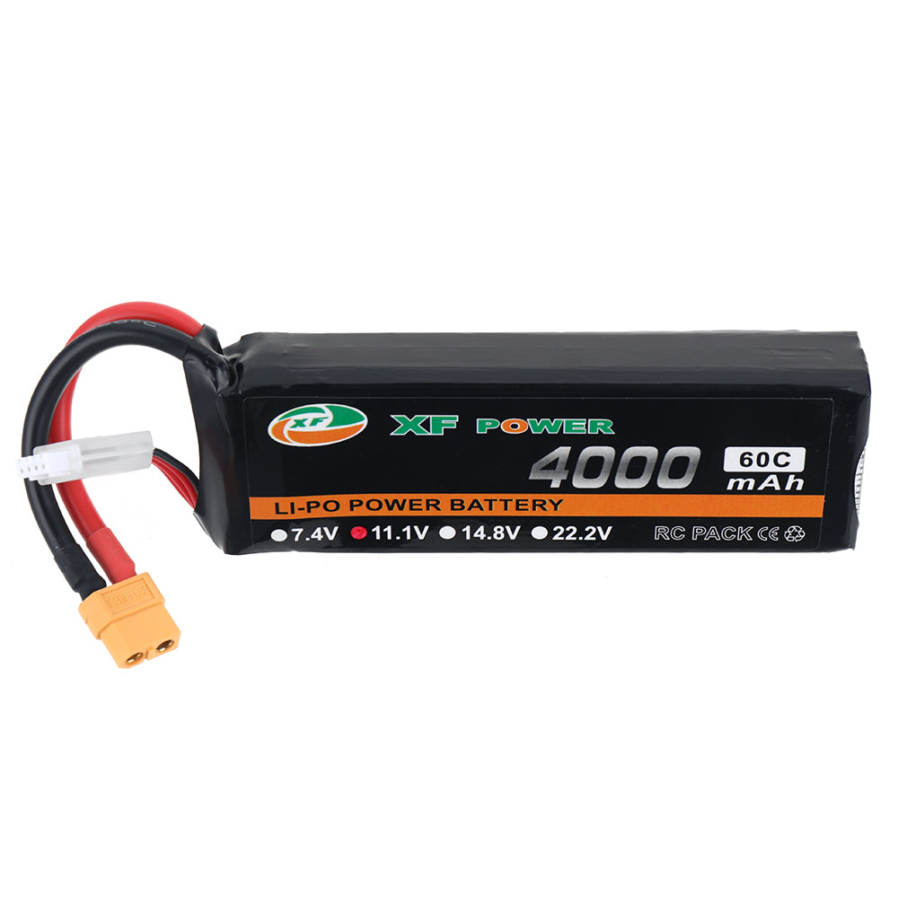 LinkMejor 11.1V 4000mAh 60C 3S LiPo Battery XT60 Plug with T Deans Plug for RC Drone
