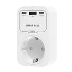 OT50 Tuya Smart WiFi GaN Fast Charger EU Socket 65W PD Charging 2 Type-C+USB-A Ports APP Remote Push Timing Function Voice Control with Alexa Google Assistant