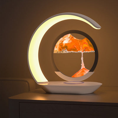 Elfeland Sand Art Design LED Night Light With Wireless Charging Function Touch Control Dimming 3D Hourglass Ornaments Atmosphere Lamp