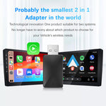 LinkMejor 2 in 1 Wireless CarPlay Adapter for Apple & Android Car Wireless CarPlay Dongle Receiver Adapter for Wired Wireless Adapter for Android Car iOS Plug and Play
