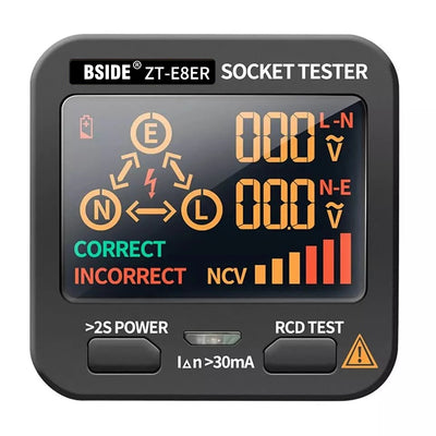 LinkMejor ZT-E8 LCD Socket Tester Color Screen Voltage Outlet Tester Auto Electric Circuit Polarity Wall Plug Switch