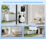 K90 Dual View Window Security Camera 3MP FHD 120° Wide Angle F1.0 Night Vision Motion Alert Dual Band WiFi 5x Zoom No Drill Adhesive Mount USB Powered Indoor Outdoor Wireless Surveillance Cameras