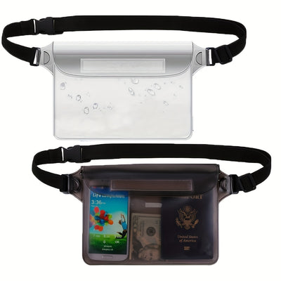 Outdoor Waterproof Transparent PVC Screen Touch Phone Waist Bag with Adjustable Strap Valuables Dry for Diving Surfing Swimming Kayaking Boating