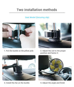 LinkMejor Car Hose Fan 3-Speed 360° Adjustment USB Powered Rear Seat Universal Vehicle Cooling Fan
