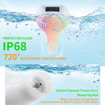 Wireless Solar Powered Pool Thermometer IP68 Waterproof RGB Ambient Light Temperature Display Smart Timer Child Lock 2200mAh Battery Smart Home Automation Solar Energy Savings Device