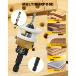 Carbide Tipped Countersink Drill Bits Set Low Friction Depth Stop 1/4" Hex Shank Replaceable HSS Pilot Drill Wood Plastic Woodworking