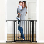 LinkMejor Baby Gate Baby Fences Kids Play Gate Large Pet Gate with Swing Door For Doorway Stairs