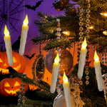 Elfeland 12pc Magical Wand Remote Control Candles Flameless Floating LED Fairy Lights with Invisible Wire for Halloween Christmas Party Decor