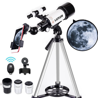 LinkMejor Telescope for Astronomy Beginners Kids Adults, 70mm Aperture 400mm Astronomical Refracting Portable Telescope - Travel Telescope with Phone Adapter Wireless bluetooth