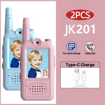 2Pcs JK201 Kids Video Walkie Talkie 200m Distance Strong Signal Two-Way Video One-Click Call 650mAh Long Battery Children's Video Intercom with 2.0inch Color Display for Safety Communication