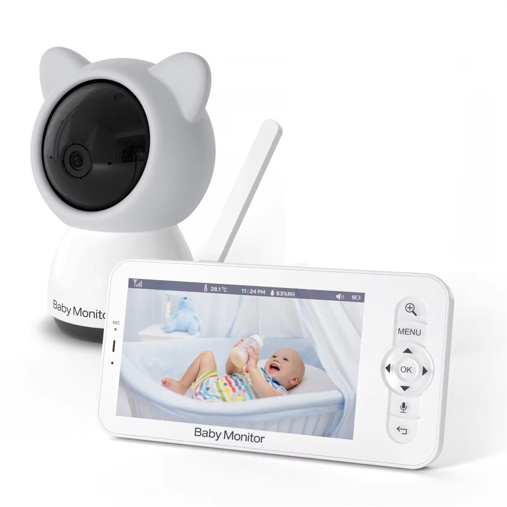 Smart WiFi Baby Monitor 5 Inch LCD Babyphone Video Camera Mobile App Control PTZ HD Night Vision Two-Way Audio Lullabies for Baby