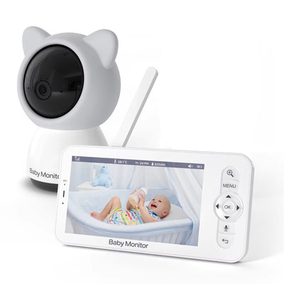 Smart WiFi Baby Monitor 5 Inch LCD Babyphone Video Camera Mobile App Control PTZ HD Night Vision Two-Way Audio Lullabies for Baby