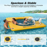 Warmounts Inflatable Floating Island Water Hammock with Mesh Center Non-Slip Floating Mat Bathing Platform for Lake Pool Sea Swimming Platform for Adults and Dogs Includes Pump Bag and Rope