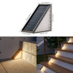 Elfeland 2Pcs Triangle Solar Step Lights Outdoors LED Decoration Lamps with Intelligent Light Control Waterproof Design for Stairs Pathway Garden Patio Easy Installation