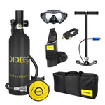 [US Direct] DIDEEP 1L Scuba Diving Gear Cylinder Oxygen Tank Professional Buceo Diving Equipment Scuba Kit Snorkeling Set with Water Pump Diving Glasses Storage Bag