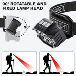 1200LM Super Bright Motion Sensor Headlamp Outdoor Waterproof Head Flashlight USB Charging Headlight for Fishing Camping Search Light