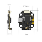 20*20mm LinkMejor Borg 5S Flight Controller 5V 12V BEC with 60A 60RS 4-8S ESC Stack Built-in ELRS 2.4GHz Receiver for RC FPV Racing Drone