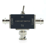 2-Way Manual Coaxial Antenna Switch Adapter Converter for Radio Antenna 1 Input & 2 Outputs Toggle Switch with OFF and Ground Protection Function
