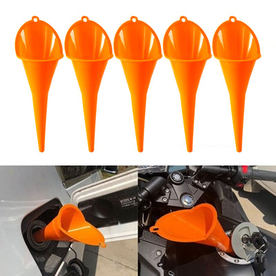 5pcs/Set Car Refueling Funnel Multi-Function Plastic Long Neck Oil Funnel Gasoline Engine Oil Additive Motorcycle Farm Machine Funnel