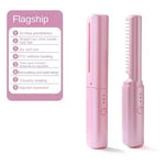 Portable Mini Electric Hair Brush Dual Use Hair Straightener Curler USB Charging Temperature Adjustable Straightener Curler Comb