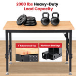 LinkMejor 48" Adjustable Heavy Duty Workbench 2000 LBS Load Capacity Rubberwood Work Table with Pegboard Power Outlets Work Bench for Garage Workshop Office Home Commercial