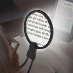 3-in-1 Multiple Use Magnifying Glass with Light, Large 5.12" Diameter Glass Lens, 24 Ultra-Bright Adjustable LED Lights USB Rechargeable 1000mAh Battery Ideal for Reading Sewing Crafts Cross-Stitch.