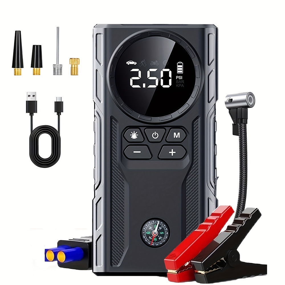 Smart Air Compressor Jump Starter 150PSI 39800mAh Battery Jump Starter Portable 12V Emergency Car Battery Jump Starter with 3 Modes Flashlight LCD Display