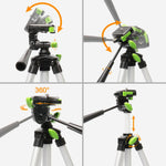 Huepar TPD05A Adjustable Tripod for Laser Level Camera 19.7-Inch Lightweight Aluminum Stand with 3-Way Pan Head 1/4"-20 Mount