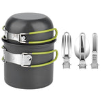 Lightweight Aluminum Alloy Camping Pot Hiking Picnic Tourist Tableware Set Outdoor Stove Pot Pan Plastic Bowl Outdoor Cookware