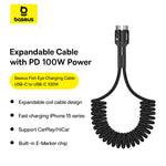 Baseus 1M USB-C to USB-C Cable 100W High Power Delivery Car Fast Charging Data Cable for Charging Phones Tablets And Laptops