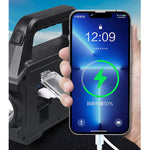 LinkMejor Portable Strong Camping Light USB Charging Solar LED Handheld Flashlight Multifunctional Power Display With Side Light for Mountaineering Hiking Work Torch