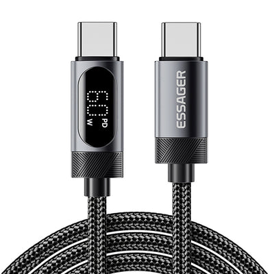 LinkMejor ES-X64 5A PD100W Type-C to Type-C Digital Display Cable PD3.0 QC4.0/3.0 FCP Fast Charging Data Transmission Tin-plated Copper Core Line 1M/2M Long for iPhone 16 16 Pro 15 15 Pro Max for Huawei Mate XT for Xiaomi 15pro