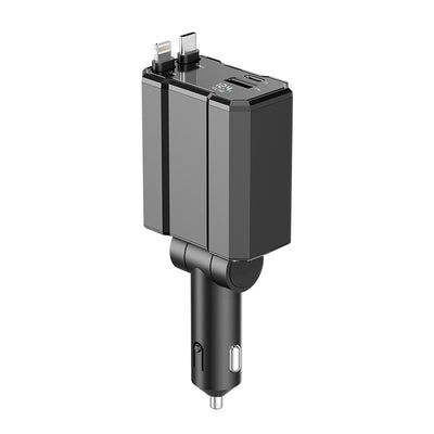 66W 4-Port USB PD Charger Adapter with USB-A+USB-C+iP+PD Type-C Fast Charging with Digital Display for iPhone 16 15 Pro 14 13 Pro Max for Huawei Mate XT for Xiaomi 15pro for Samsung Galaxy Z Flip6