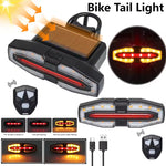 LinkMejor Bicycle Solar Charging Wireless Remote Control Turn Signal Taillights USB Rechargeable Waterproof Bike Rear Light for Outdoor Night Riding Safety