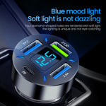 66W 4-Port USB PD Car Charger Adapter Dual 2.4A USB-A PD QC3.0 Fast Charging with Blue LED for iPhone 13 14 14 Pro Max for Huawei Mate50 for Samsung Galaxy S22 for Redmi K60 for OPPO Reno9