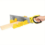 Mitre Box and Hand Saw Set 12 inch ABS Plastic Multiple Angle Clamping Mitre Box with 14 inch Back Saw for Woodworking