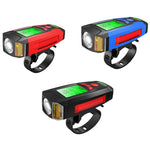LinkMejor 3-in-1 350LM COB Bike Light + USB Horn Lamp + Speed Meter LCD Screen 5-Modes Waterproof Bicycle Headlight With Horn