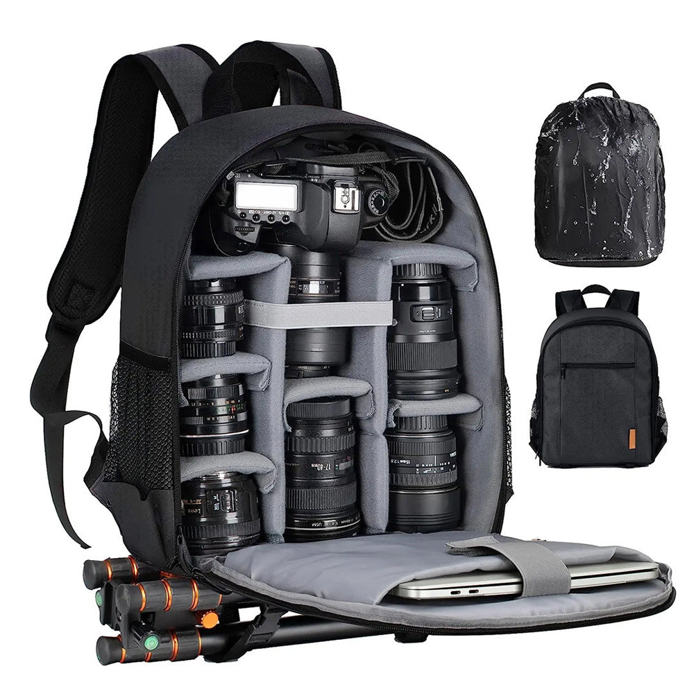 Camera Backpack Bag with Waterproof Cover Multi-Compartment Design for Camera Accessories Laptop Tripod Strap Outdoor Photography Travel