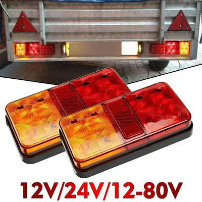 2Pcs 12V 24V 10 LED Tail Light Truck Trailer Truck Tail Light Side Light Turn Signal Indicator Stop Lamp Rear Brake Light IP65 Waterproof