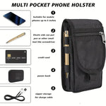 Outdoor Casual Wear-resistant Nylon Waist Bag Portable 3-compartment Layered Phone Bag Men's Belt Loop Pouch Large Capacity Wallet