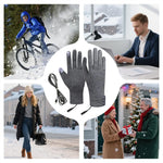 LinkMejor USB Heated Gloves 3-Level Adjustable Temperature Thermal Windproof Touchscreen Cycling Winter Gloves for Outdoor Snowboarding Camping Fishing