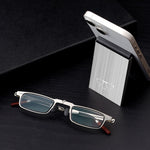 2 in 1 Portable Folding Reading Glasses with Metal Glasses Case Mobile Phone Holder HD Anti-Fatigue Anti-blue Light Presbyopic Glasses