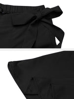ZANZEA Women Solid Color Bowknot Pleated Loose Casual Wide Leg Pants
