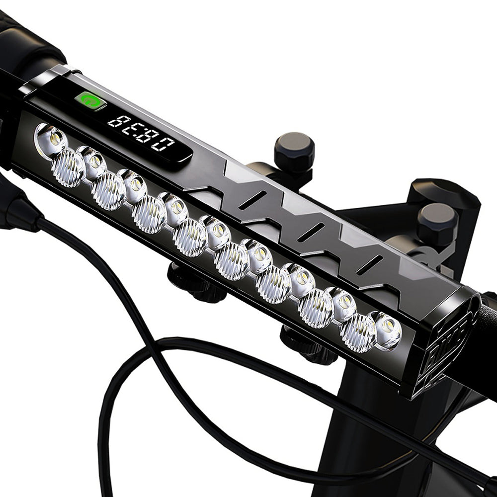 LinkMejor 5000Lm Super Brightness Bike Headlight 17 LED Lamp Bead Waterproof 4 Light Modes Type-C Fast Charge Aluminum Alloy Bicycle Front Light with Digital Display